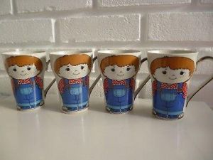 Mugs X4 Boy Design Vintage Boxed From Japan